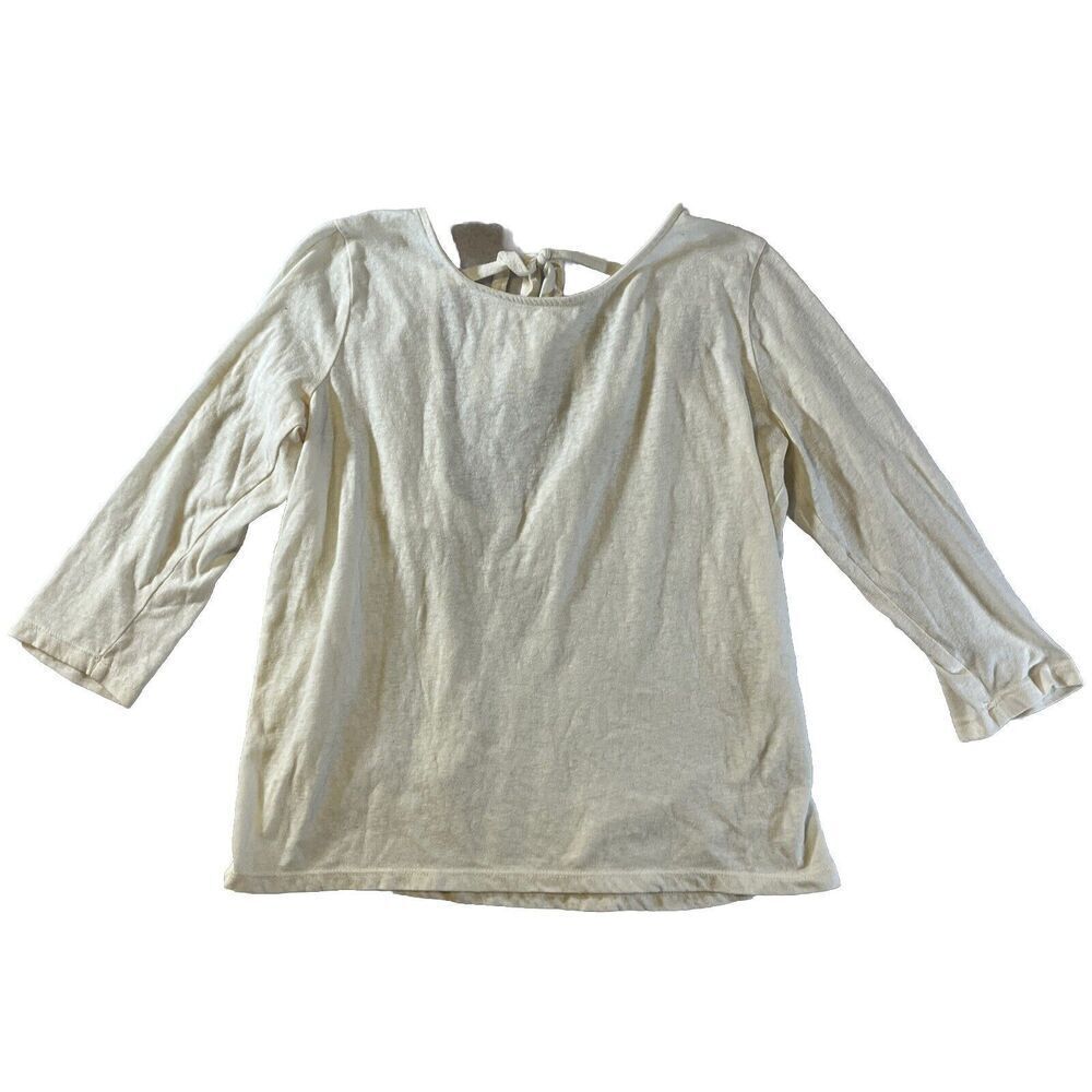 J Crew Womens Cream Color Tie Back Shirt H3810 Size Small
